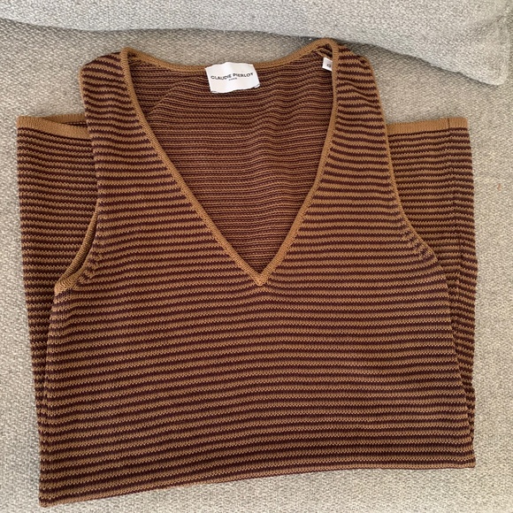 Claudie Pierlot Brown Knit V-Neck Tunic/Tank - Picture 1 of 7